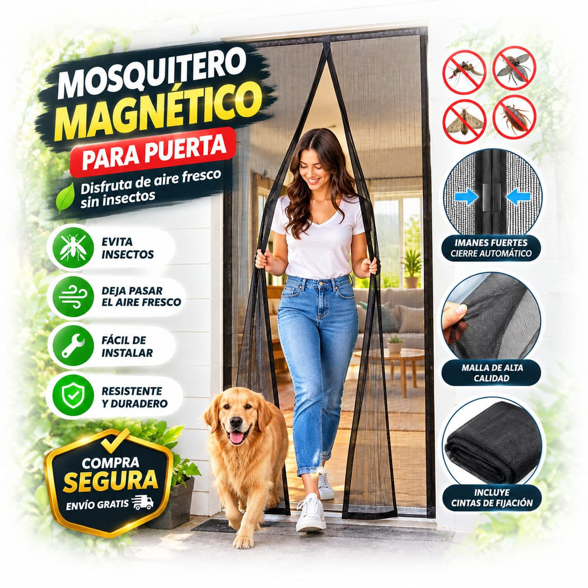 Mosquitero Magnético - Protege Tu Hogar De Mosquitos E Insectos