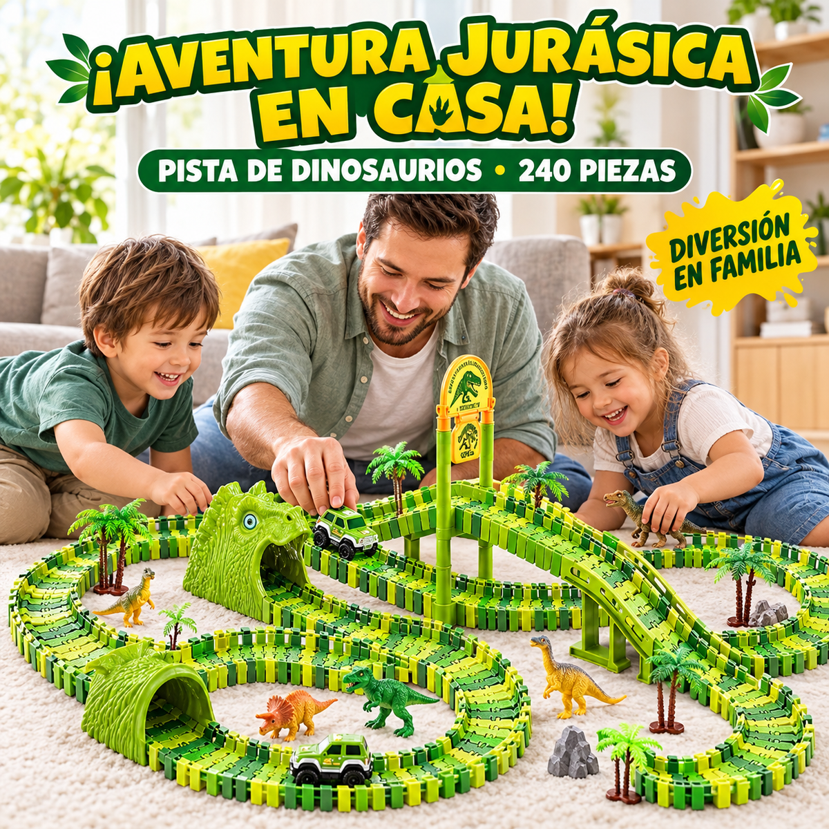 DINO TRACK 240 PCS 🐊 | LA PISTA FLEXIBLE QUE SE TRANSFORMA COMO QUIERAS ✔