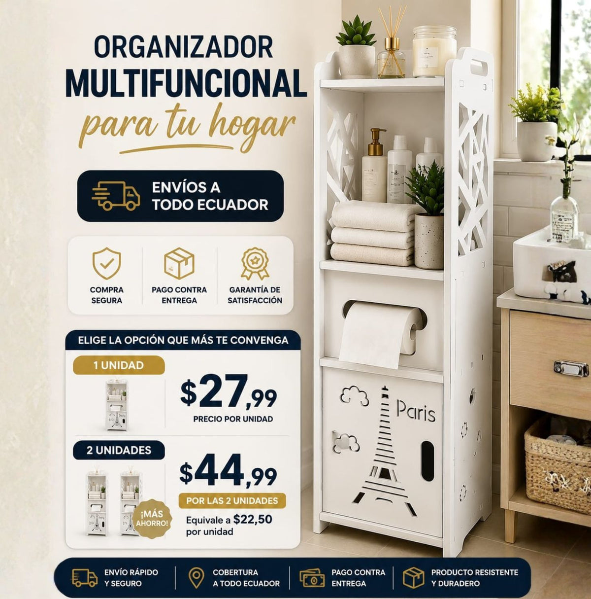 Organizador Esquinero de Baño 4 Niveles Premium ✔