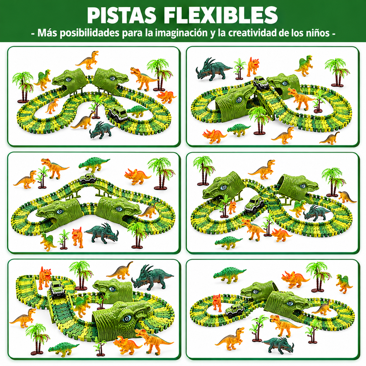 DINO TRACK 240 PCS 🐊 | LA PISTA FLEXIBLE QUE SE TRANSFORMA COMO QUIERAS ✔