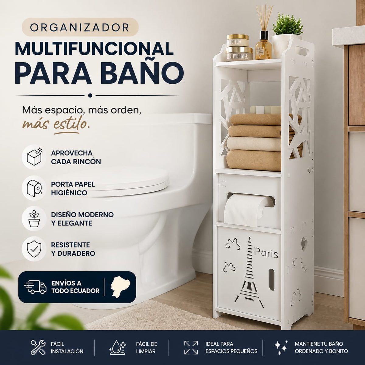 Organizador Esquinero de Baño 4 Niveles Premium ✔